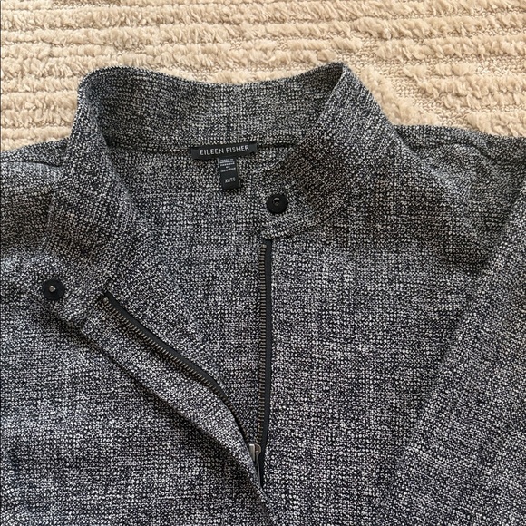 Eileen Fisher Organic Cotton Tweed Stand Collar Jacket - Picture 3 of 5